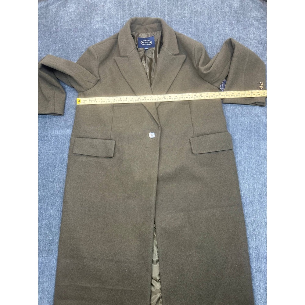 Scoop Womens Oversized Wool Coat Dark Olive Brown Longline Jacket L 12-14 NEW - Picture 3 of 14